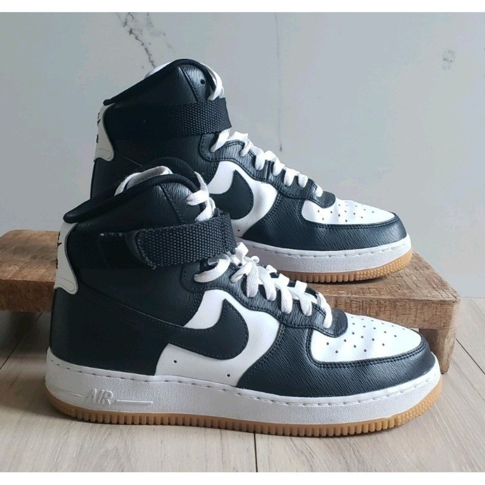 Nike Air Force 1 High Top Sneakers Mens 10 Black White Gum Panda by You Custom